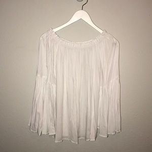 Off the shoulder white bell sleeved top